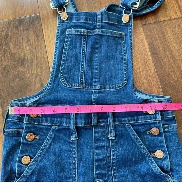 Madewell Skinny Overalls in Judd Wash Dark Blue Denim Pants Jumper Jeans Button - Picture 10 of 10